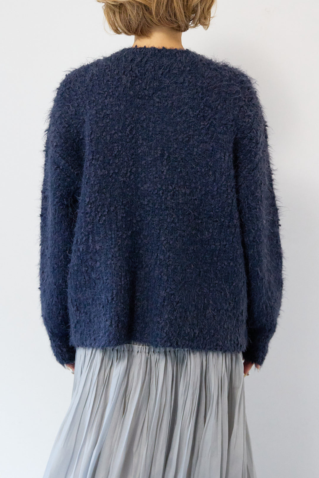 クルーネックシャギーカーディガン