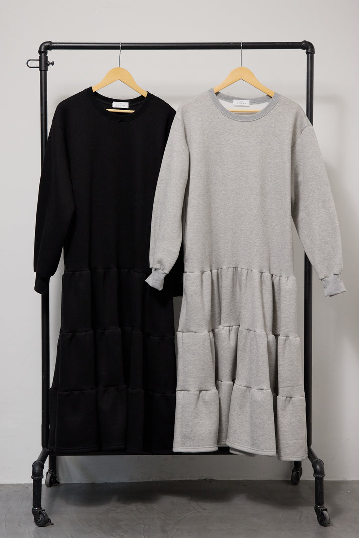 【2SET】裏起毛ティアードスウェットワンピース