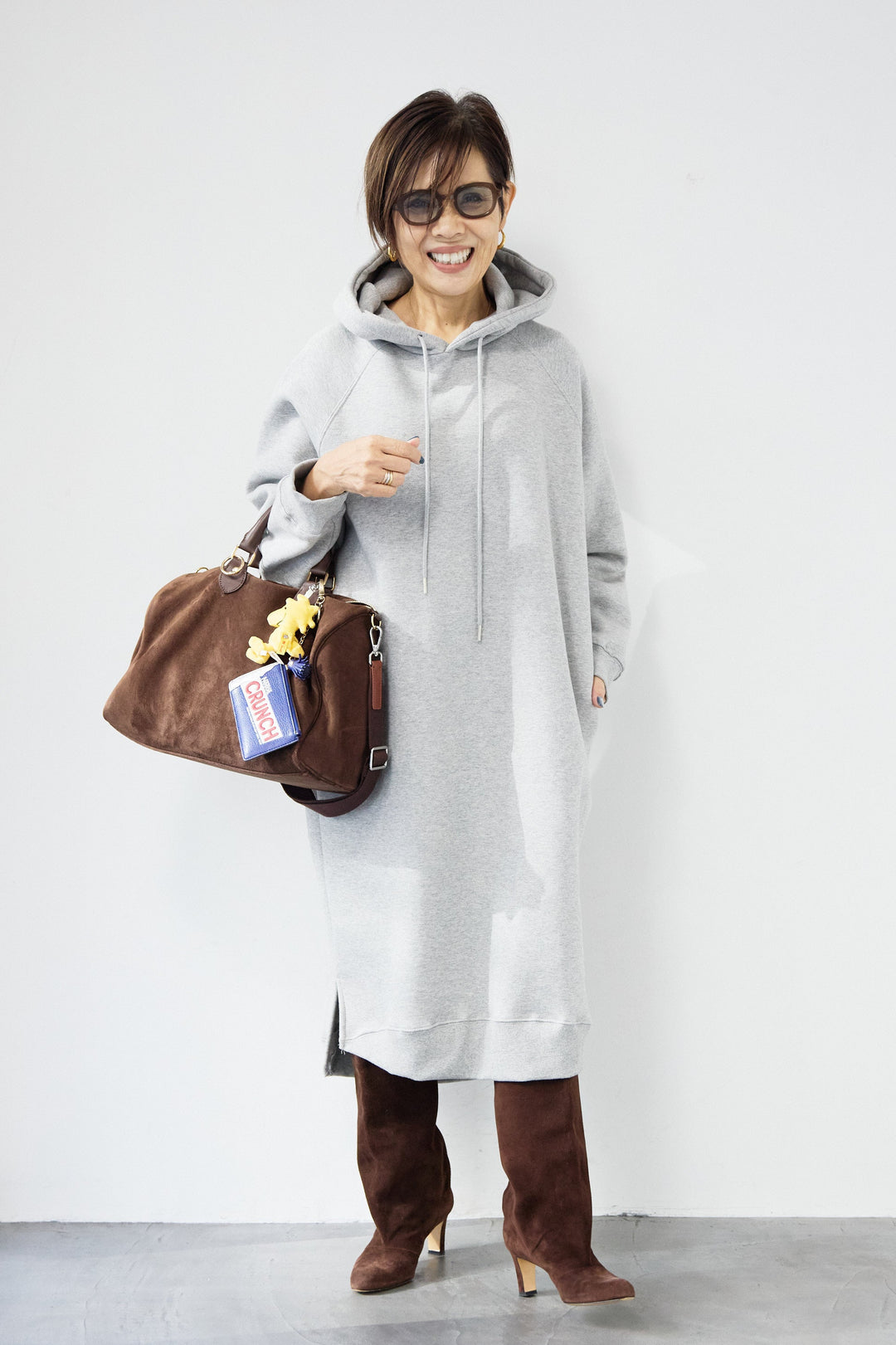 裏起毛サイドスリットスウェットワンピース