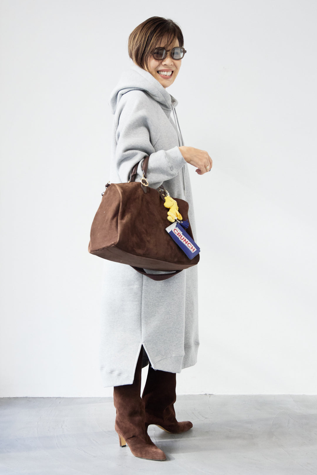 裏起毛サイドスリットスウェットワンピース