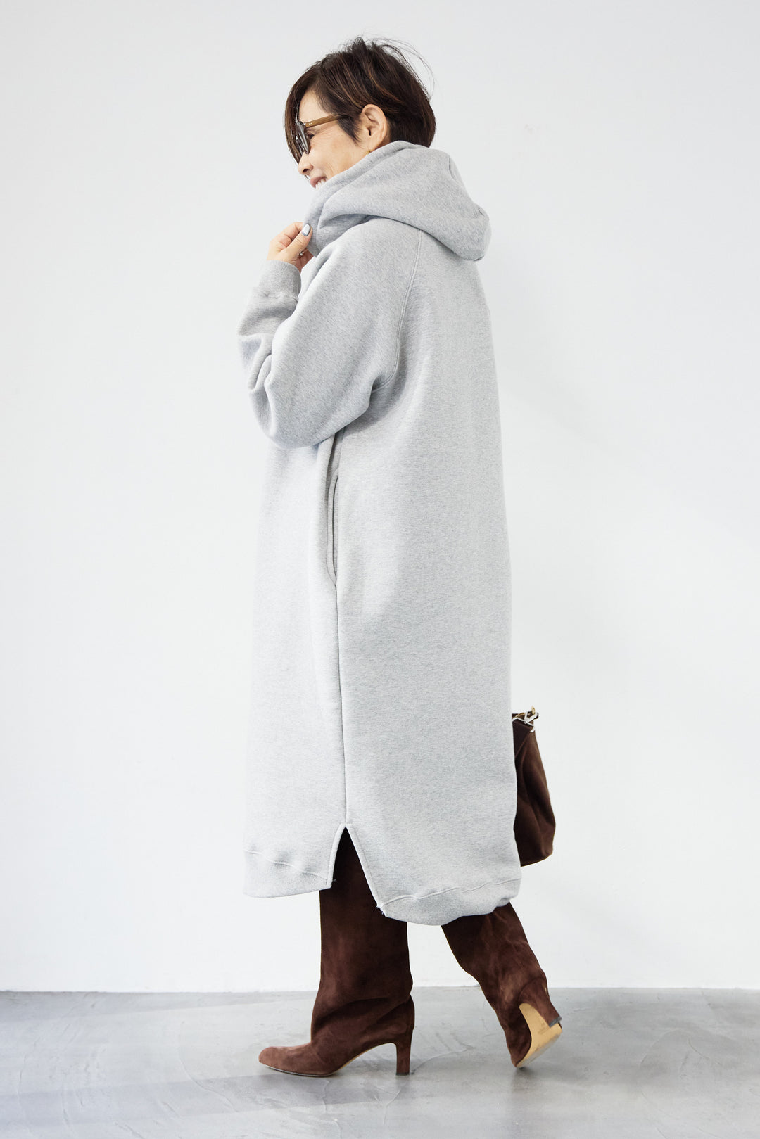 裏起毛サイドスリットスウェットワンピース