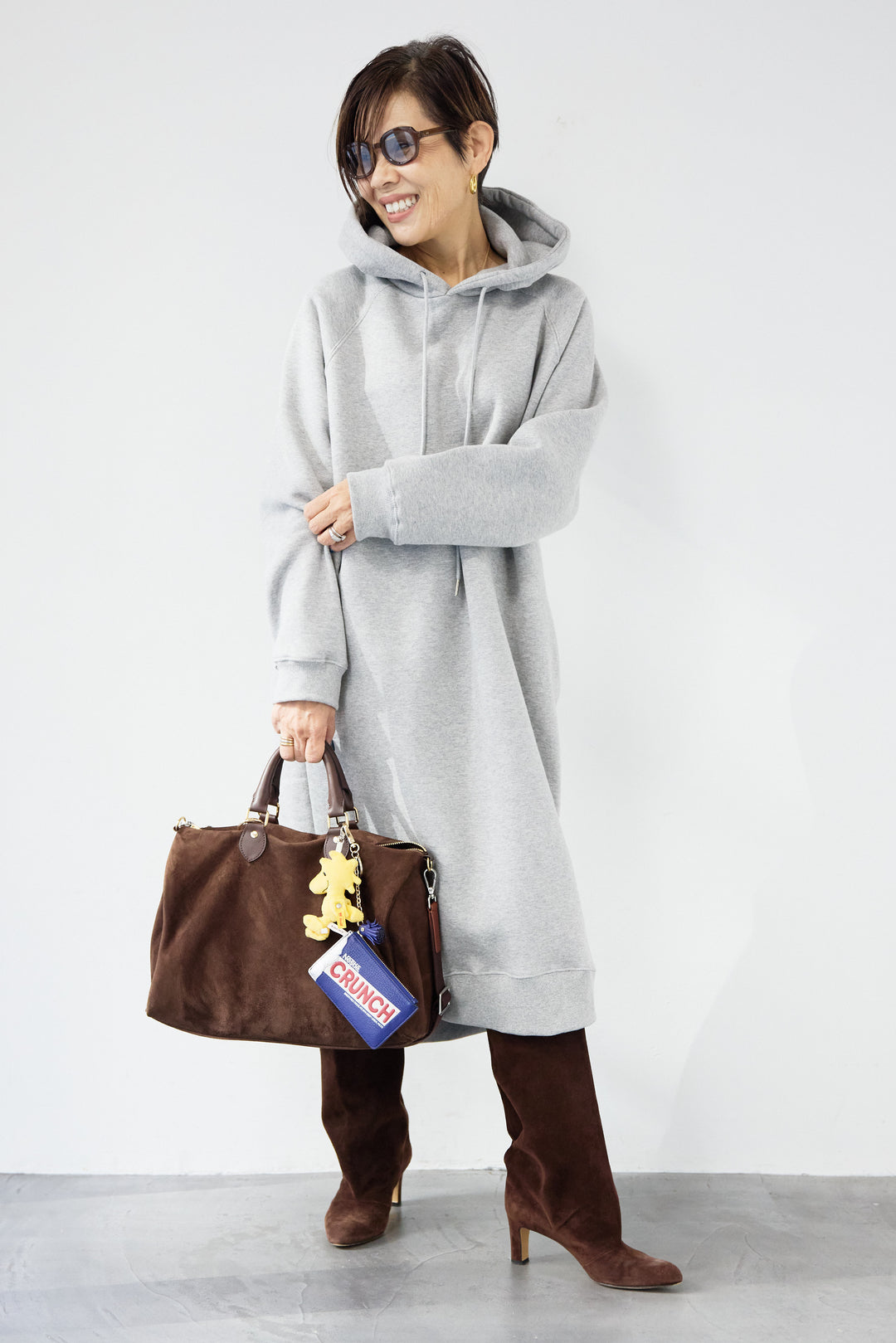 裏起毛サイドスリットスウェットワンピース