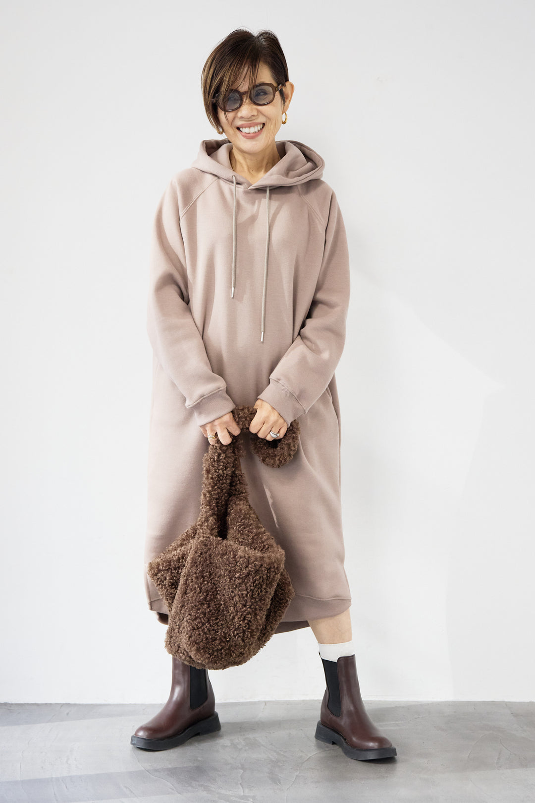 裏起毛サイドスリットスウェットワンピース