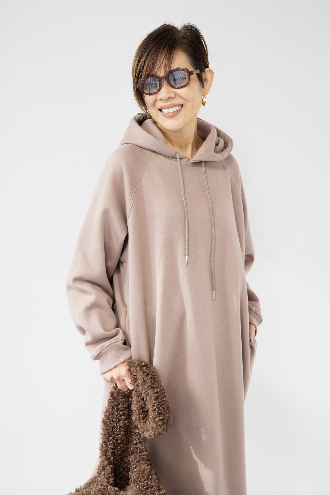 裏起毛サイドスリットスウェットワンピース