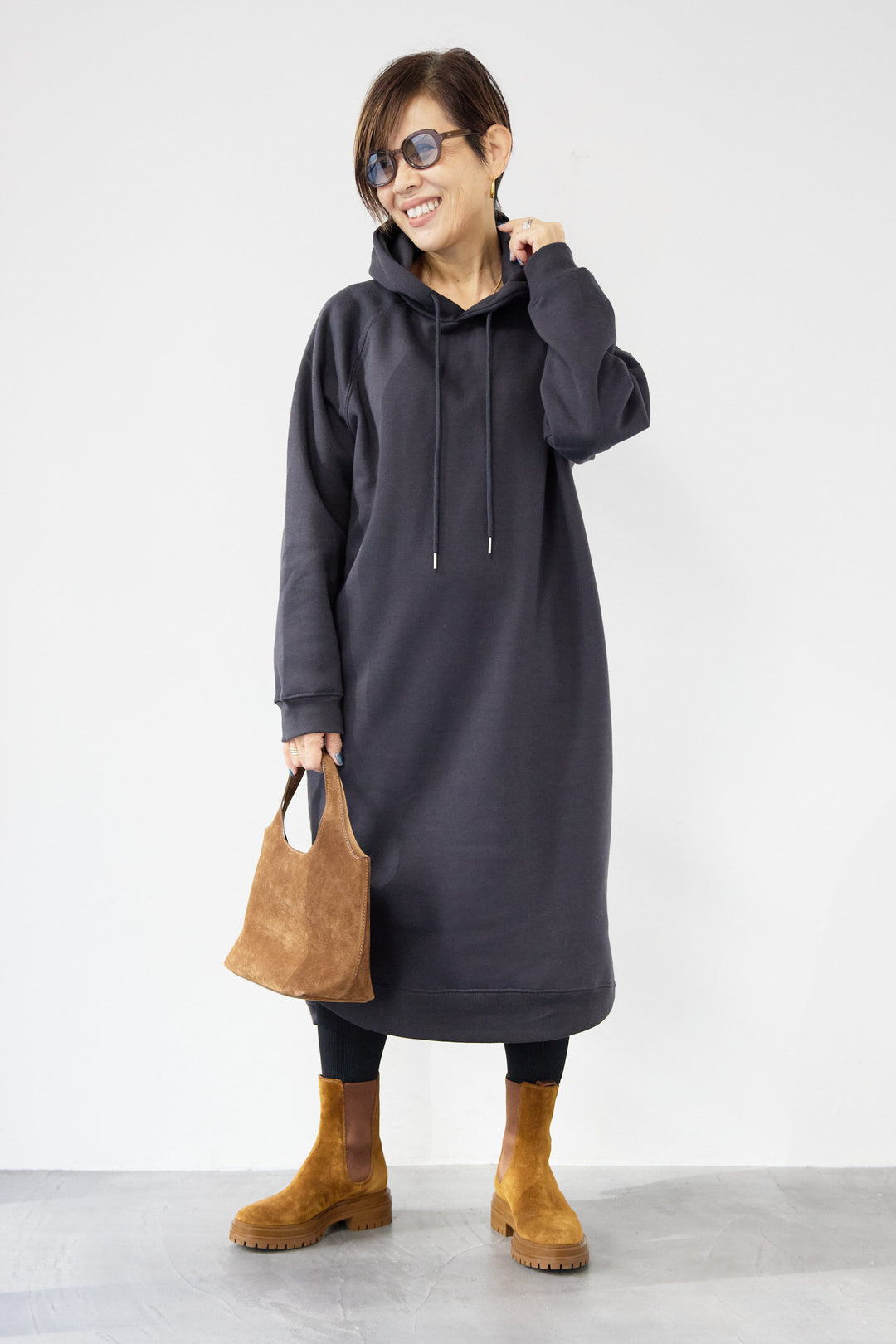 裏起毛サイドスリットスウェットワンピース