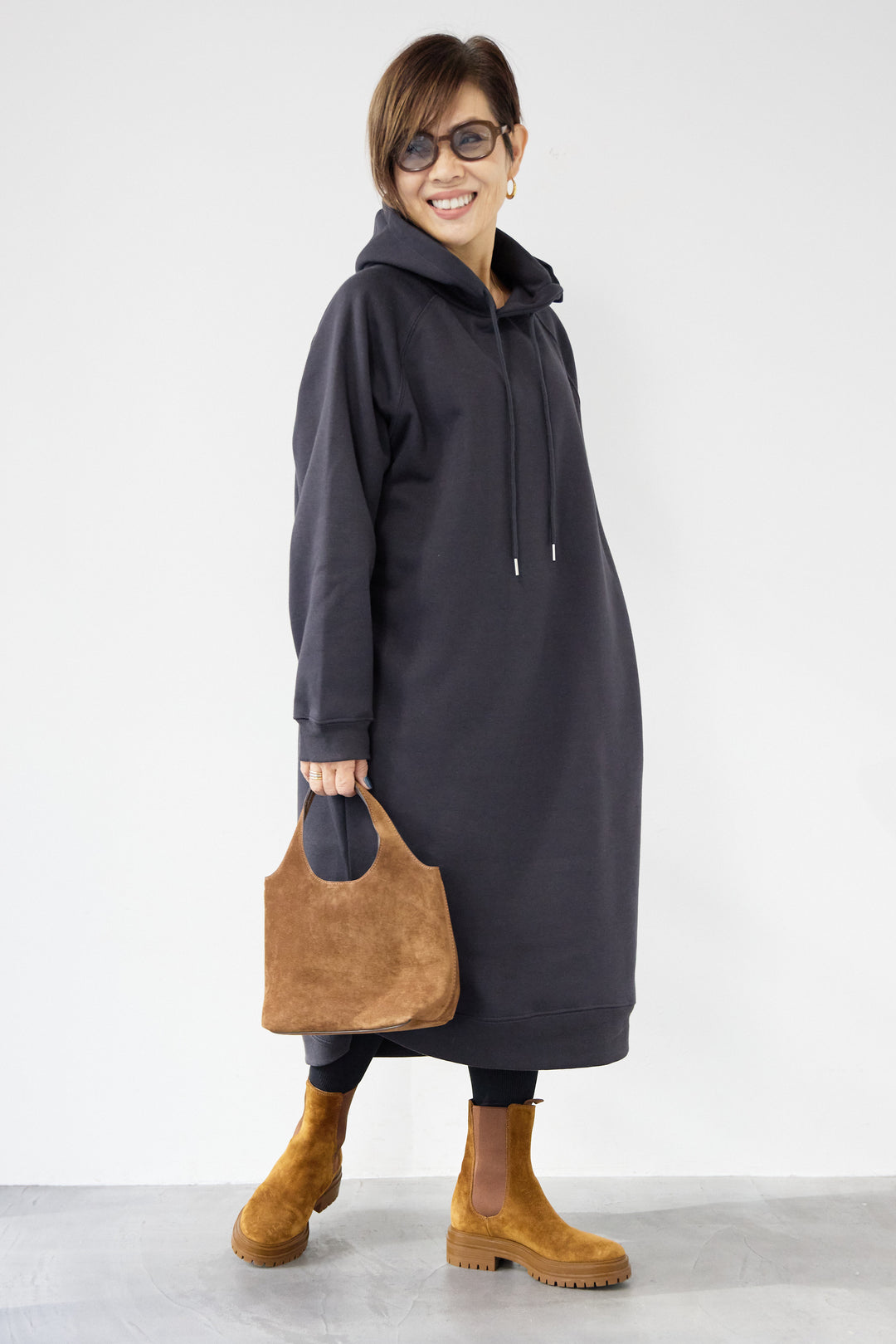 裏起毛サイドスリットスウェットワンピース