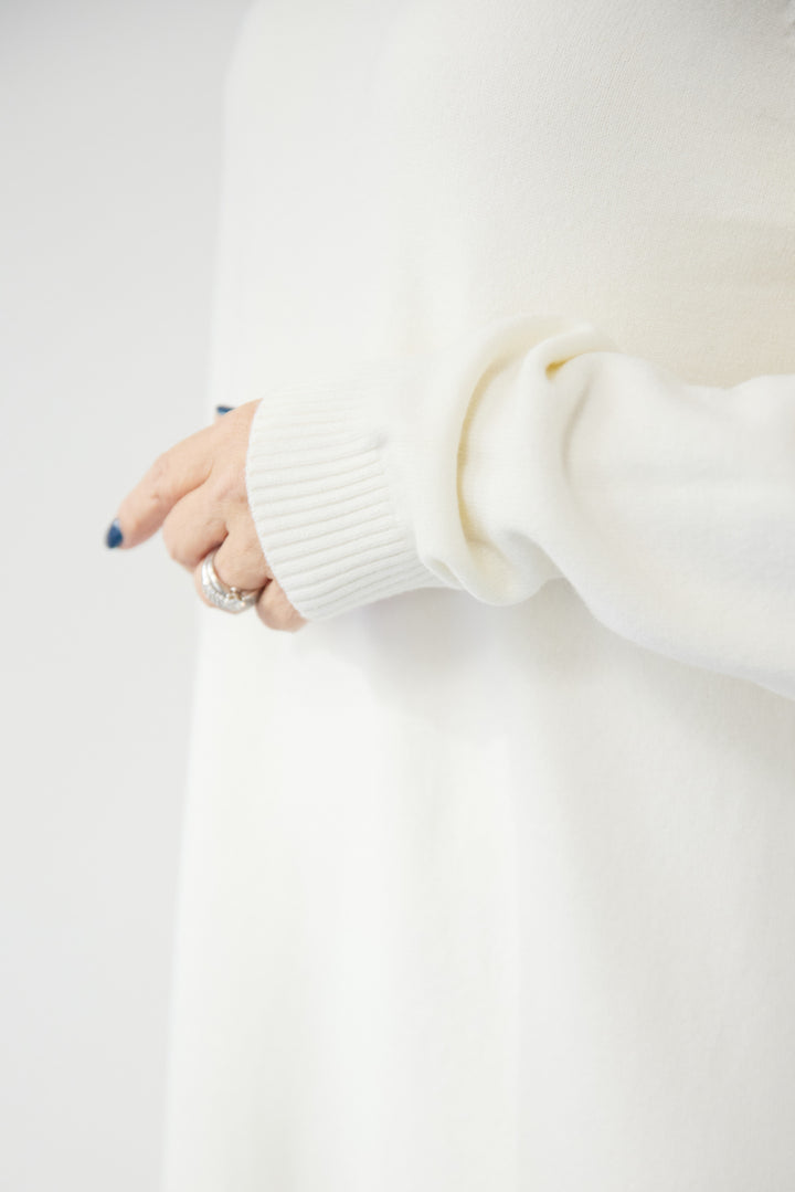 [SET]Vネック ロングニットワンピース+レオパードストール(2set)