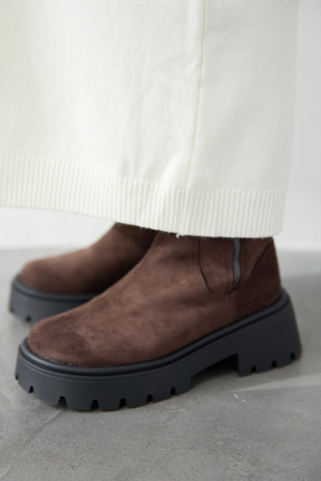 [SET]Vネック ロングニットワンピース+レオパードストール(2set)