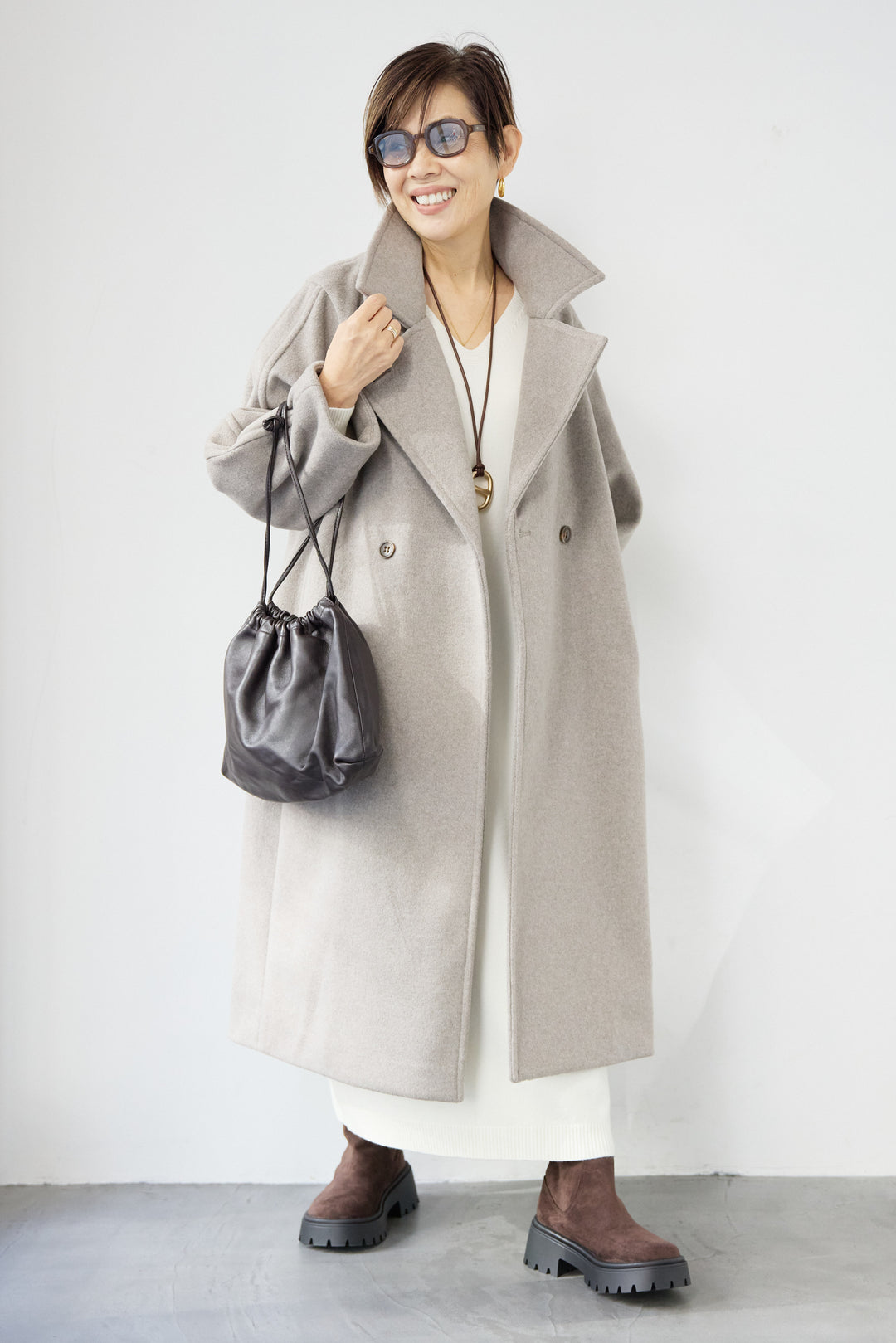 3WAYカラー ニットビーバーロングコート