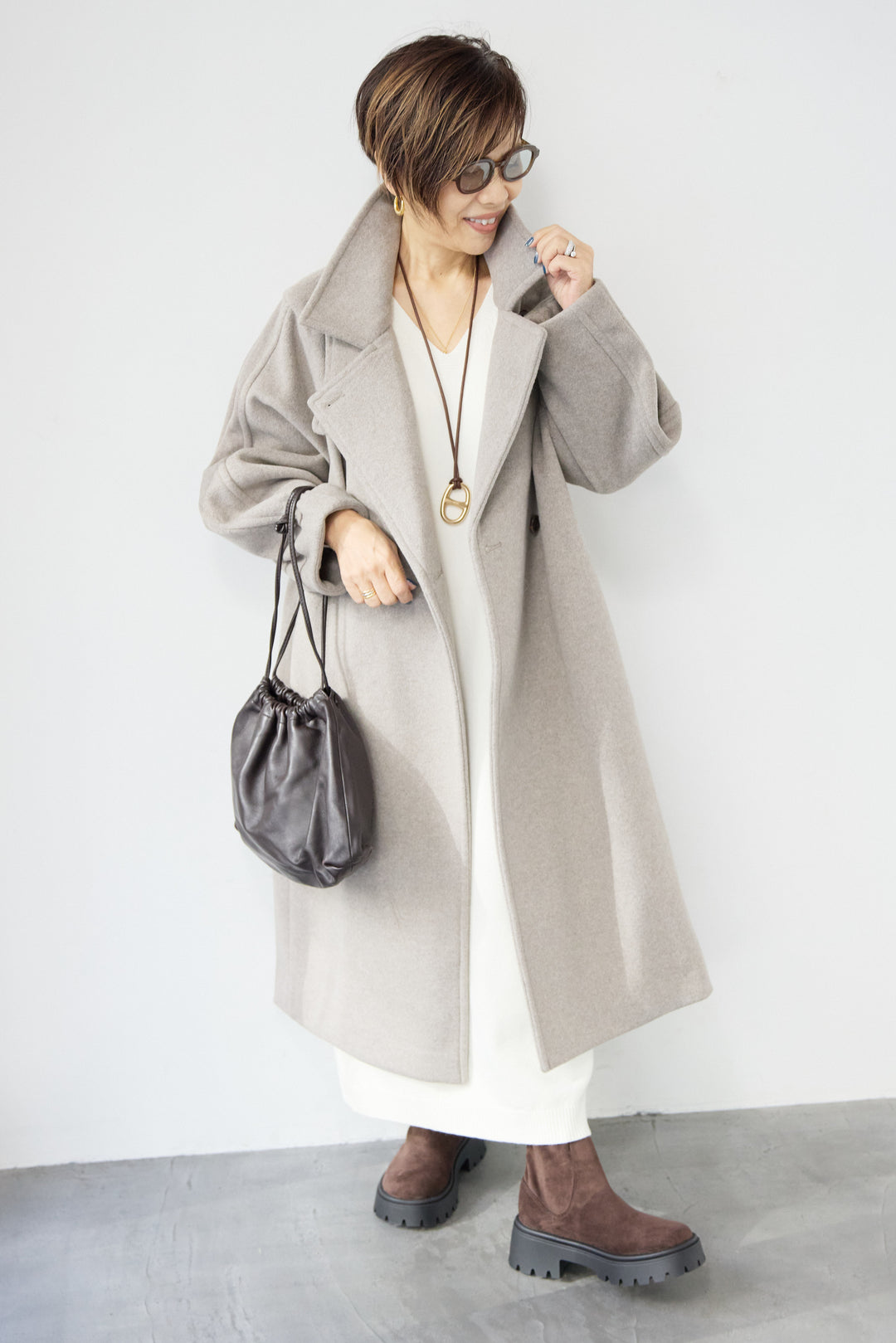 3WAYカラー ニットビーバーロングコート