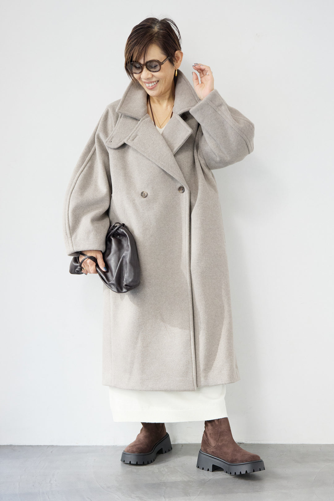 3WAYカラー ニットビーバーロングコート