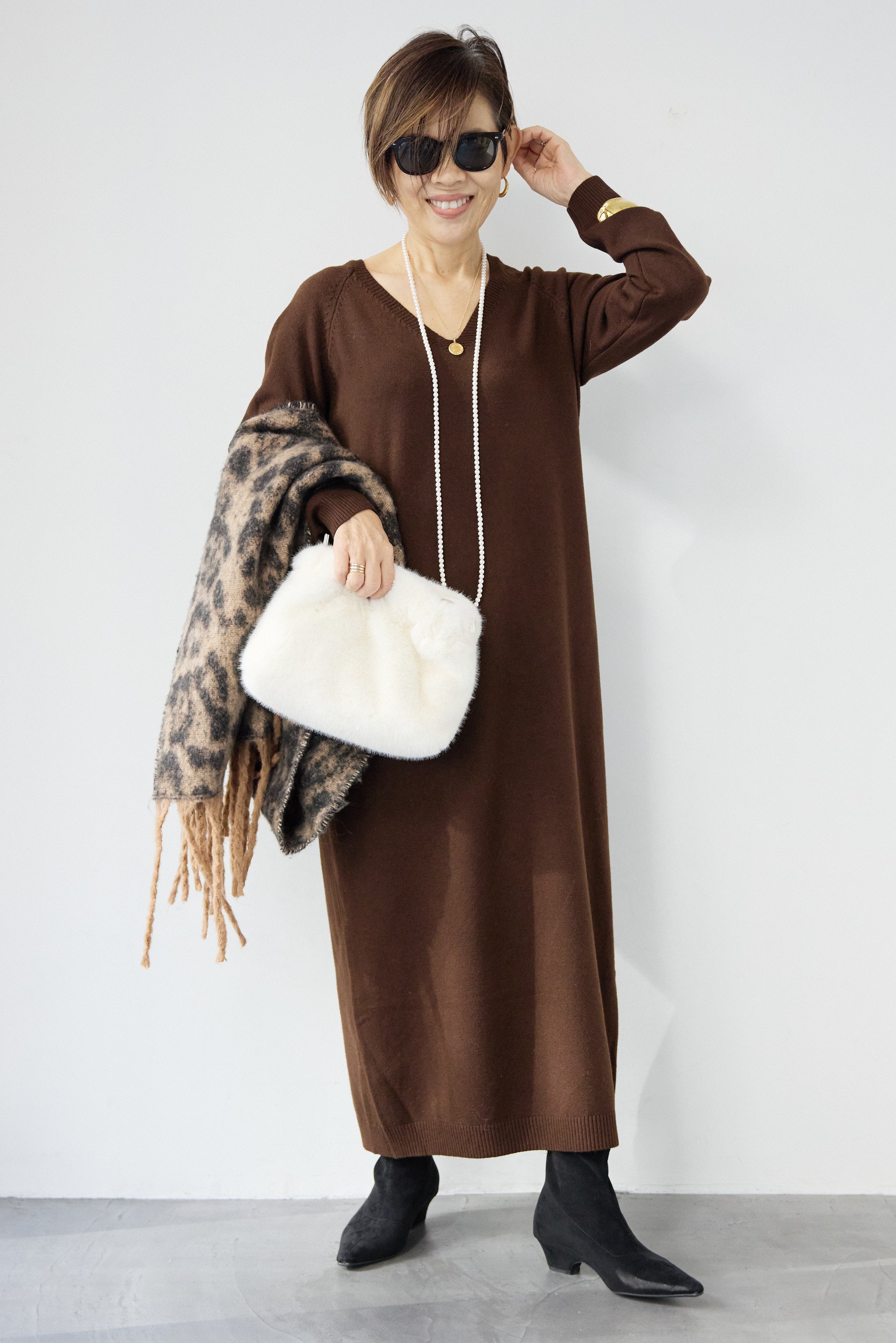 新品✨PLUS OTO.HA　モヘアタッチ ロングニットワンピース Vネック ロングニットワンピース – plusotoha