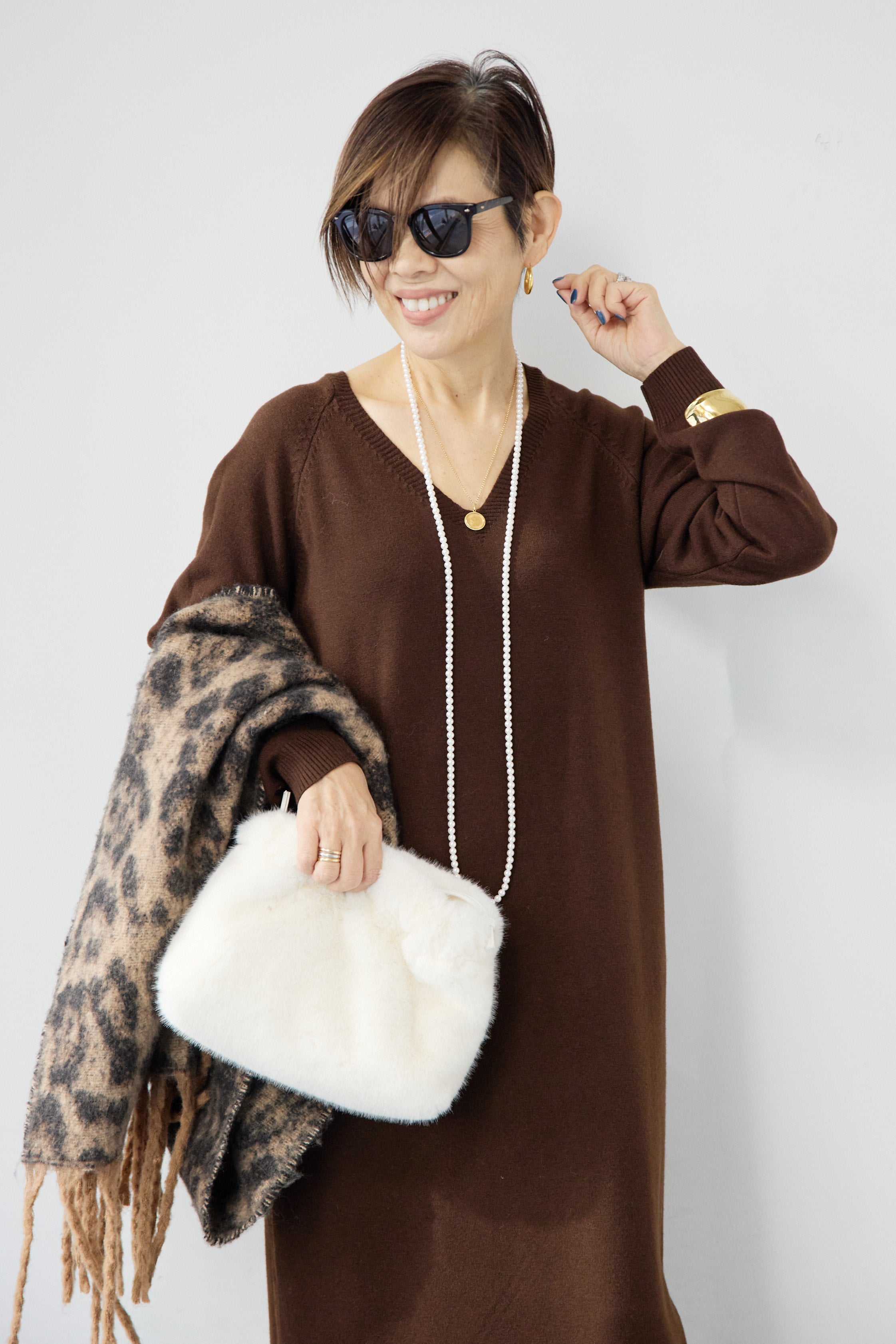 新品✨PLUS OTO.HA　モヘアタッチ ロングニットワンピース プラスオトハ♡完売 モヘアタッチ ロングニットワンピース ブルー