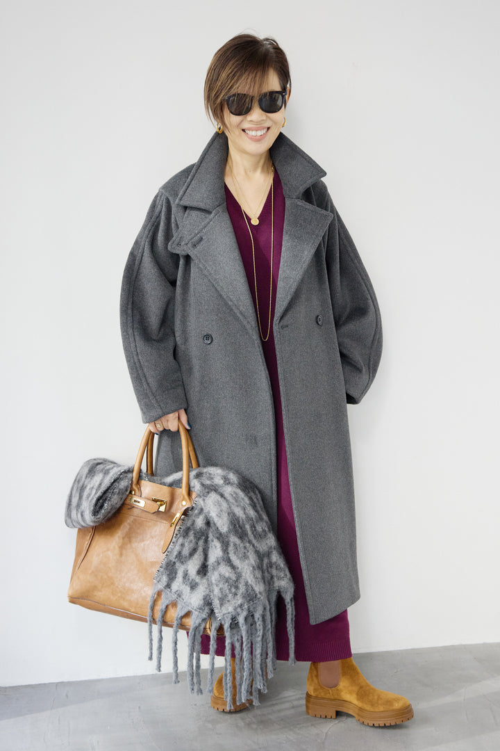 3WAYカラー ニットビーバーロングコート