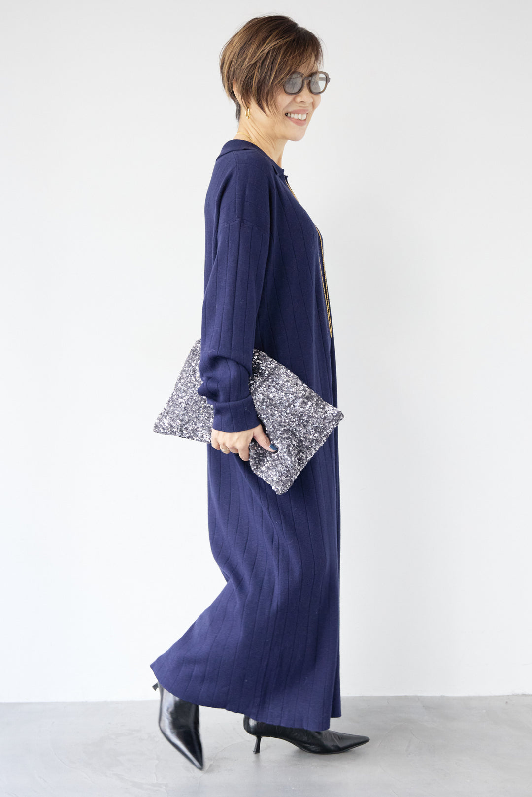 襟付きニットワンピース