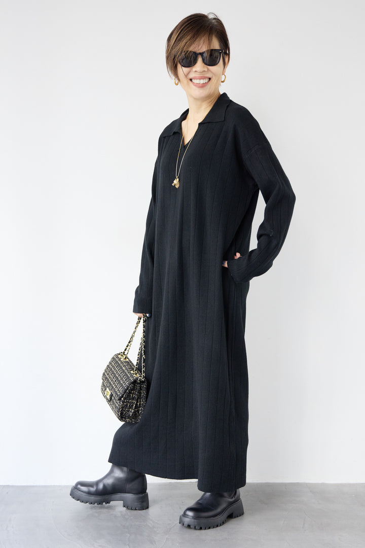 襟付きニットワンピース