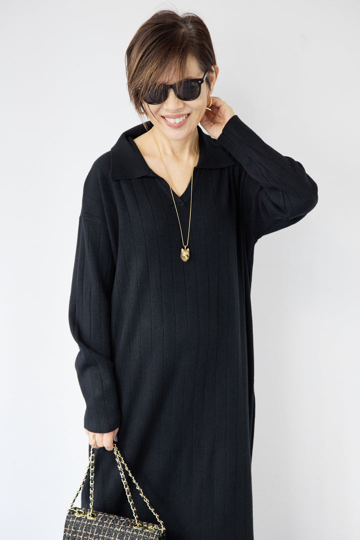 襟付きニットワンピース