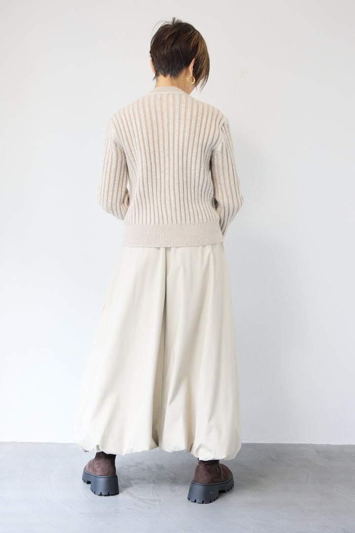 ウール混リブニットジップカーディガン