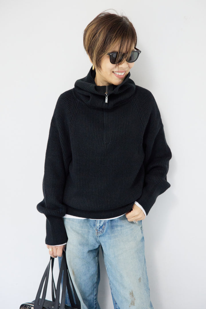 ビックカラーハーフジップニット