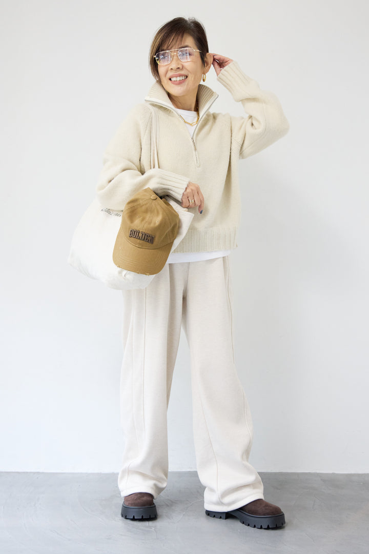 裏起毛ヘリンボーン柄リラックスパンツ