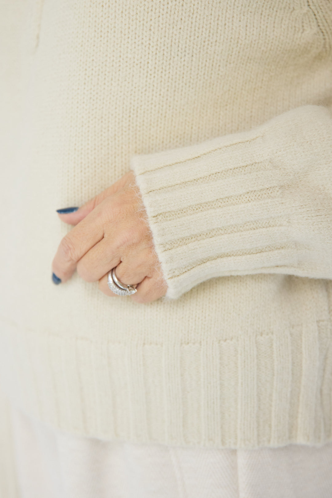 [SET]ラグランスリーブハーフジップニット+裏起毛ヘリンボーン柄リラックスパンツ(2set)