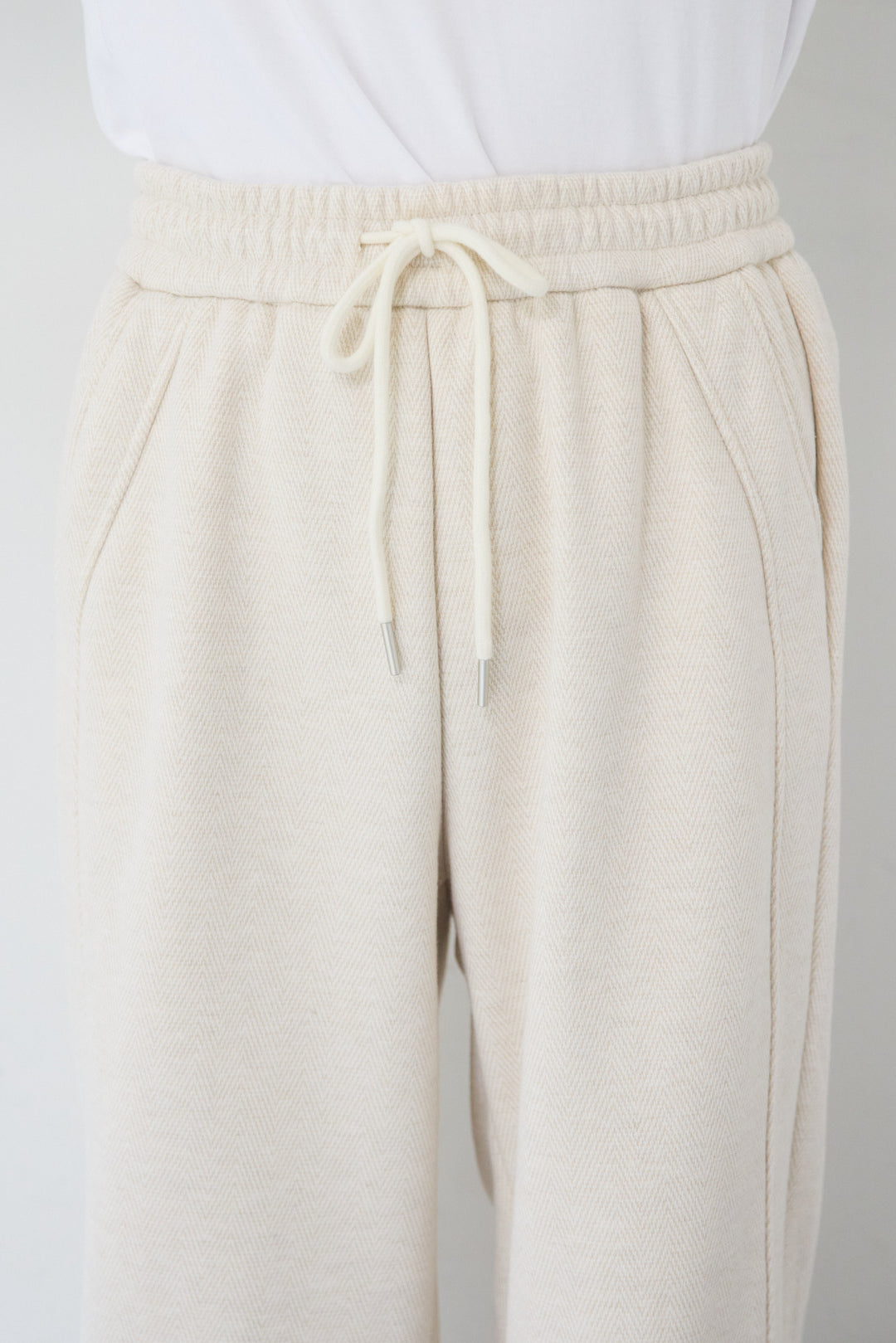 裏起毛ヘリンボーン柄リラックスパンツ