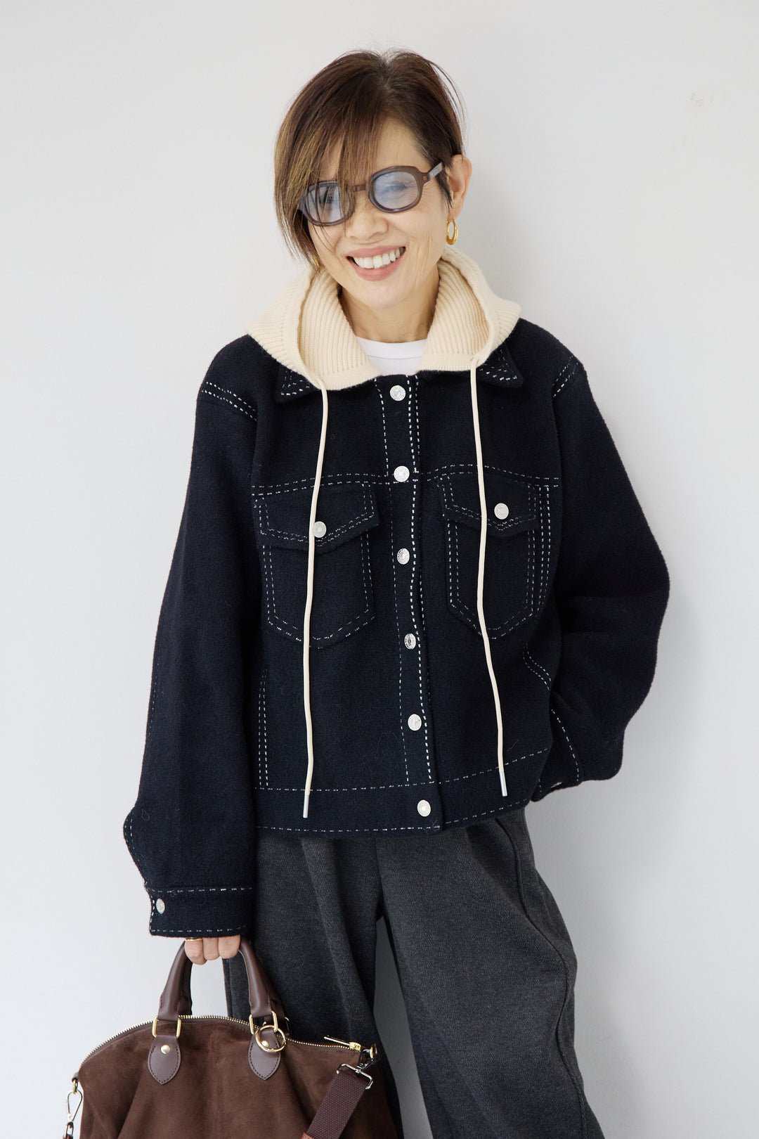 ステッチデザインメルトンジャケット