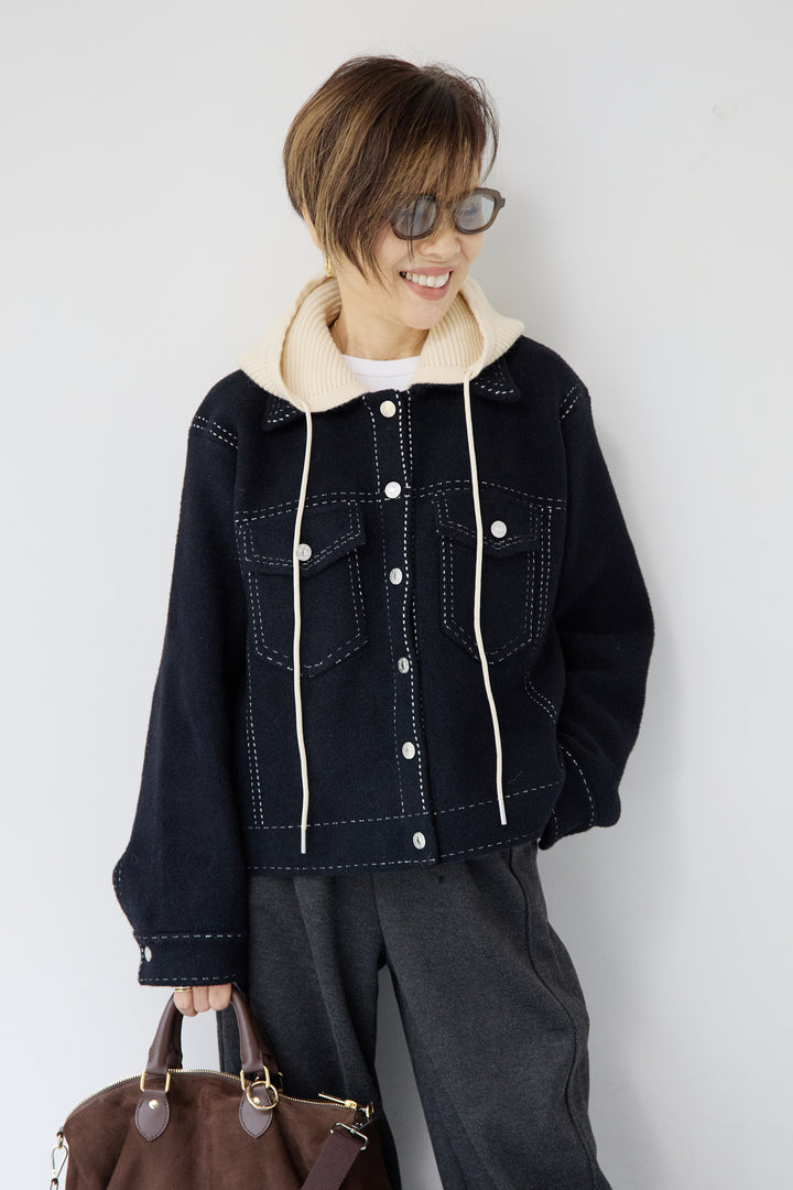 ステッチデザインメルトンジャケット