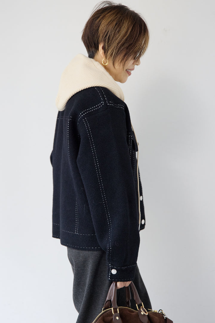 ステッチデザインメルトンジャケット