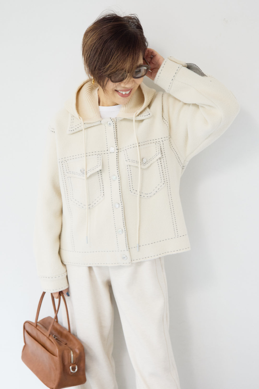 ステッチデザインメルトンジャケット