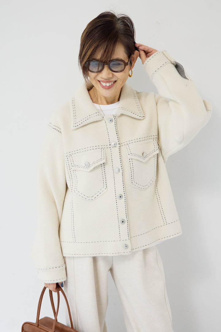 ステッチデザインメルトンジャケット