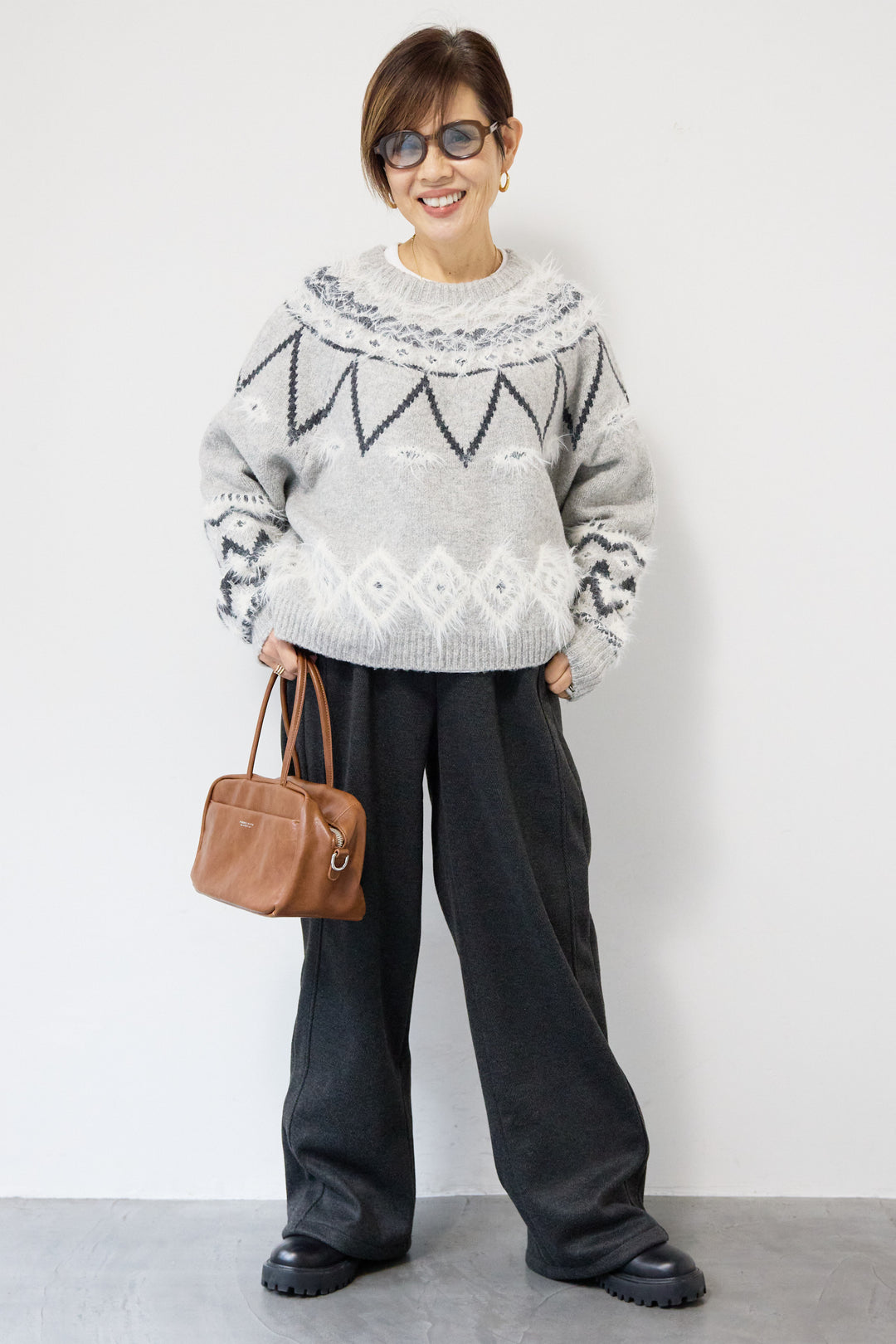 ノルディック柄フェザージャガードニット