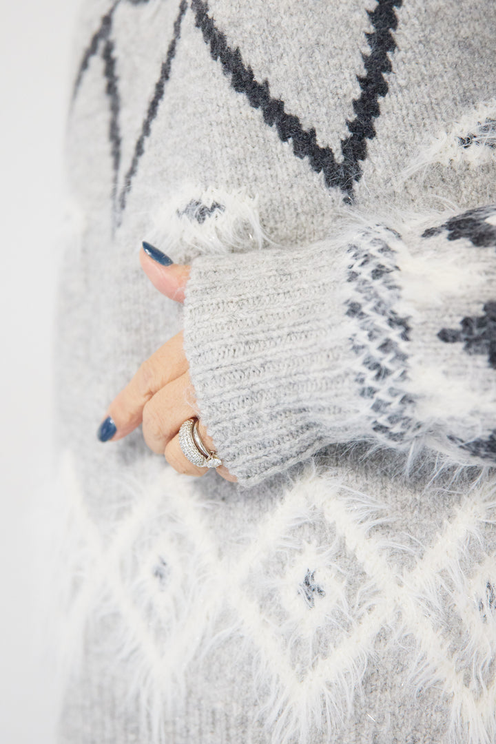 ノルディック柄フェザージャガードニット