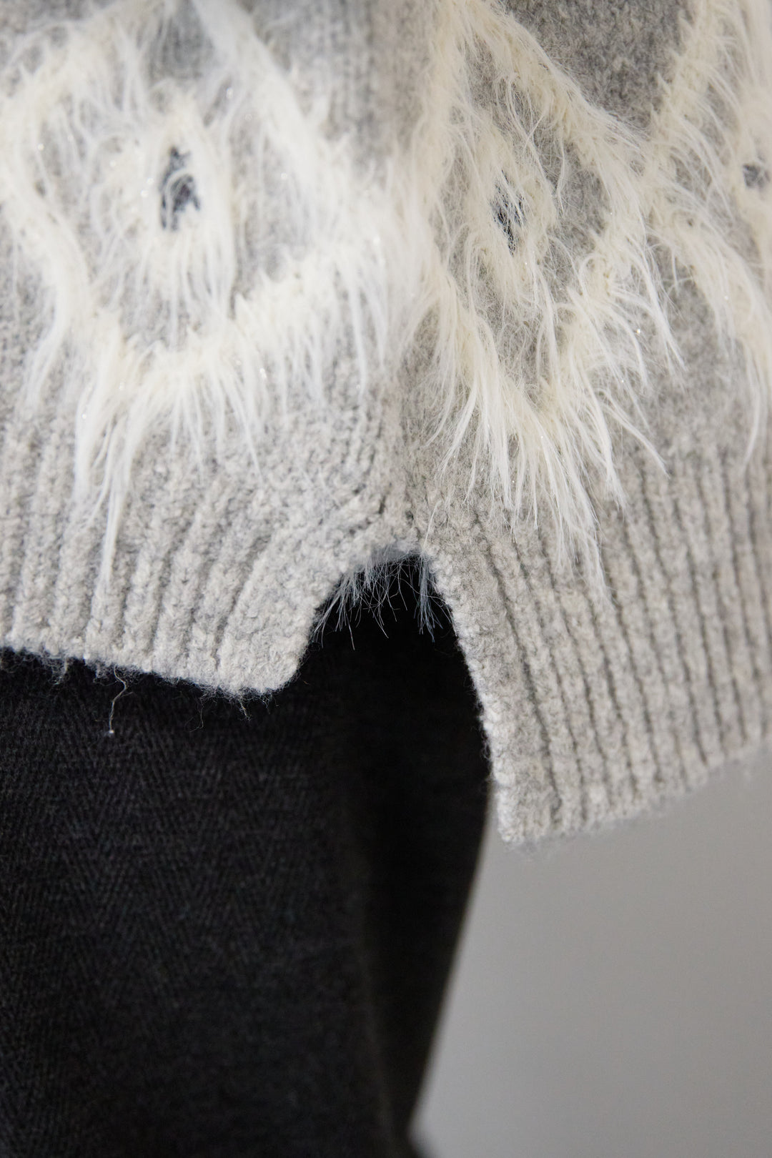 [SET]ノルディック柄フェザージャガードニット+裏起毛ヘリンボーン柄リラックスパンツ(2set)