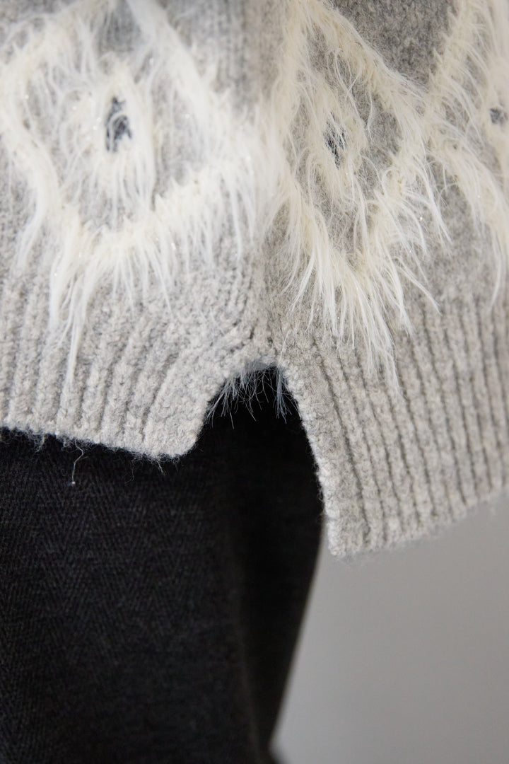 [SET]ノルディック柄フェザージャガードニット+裏起毛ヘリンボーン柄リラックスパンツ(2set)