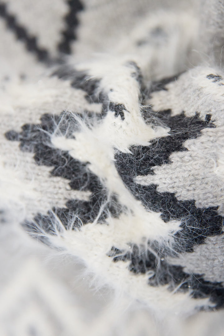 [SET]ノルディック柄フェザージャガードニット+裏起毛ヘリンボーン柄リラックスパンツ(2set)