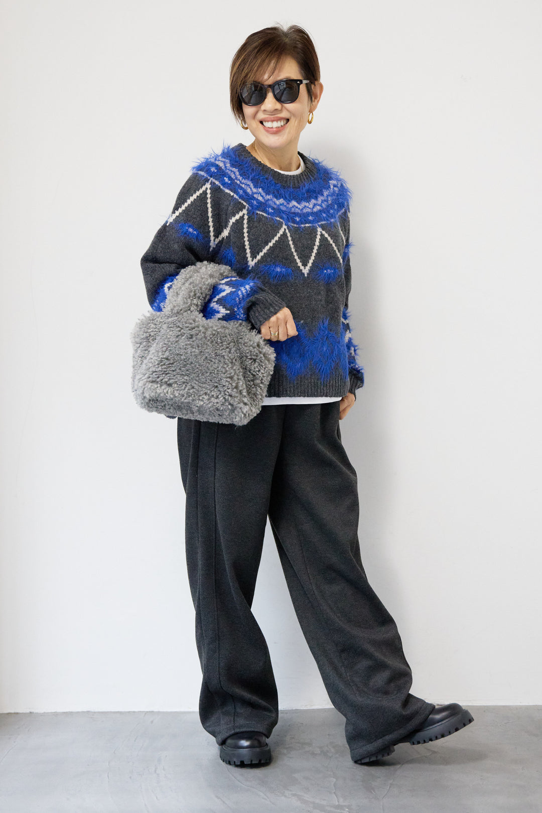 ノルディック柄フェザージャガードニット