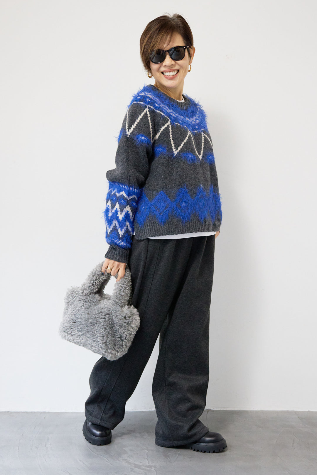 ノルディック柄フェザージャガードニット