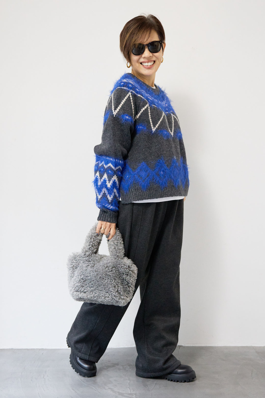 ノルディック柄フェザージャガードニット