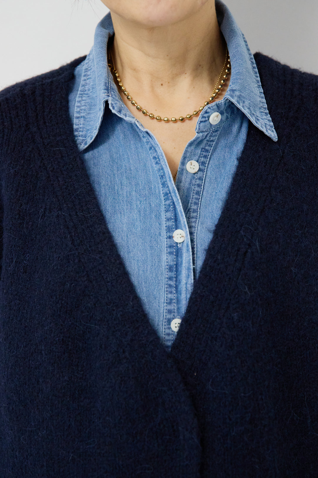 【アルパカ・ウール混】ハートデザインバイカラーカーディガン