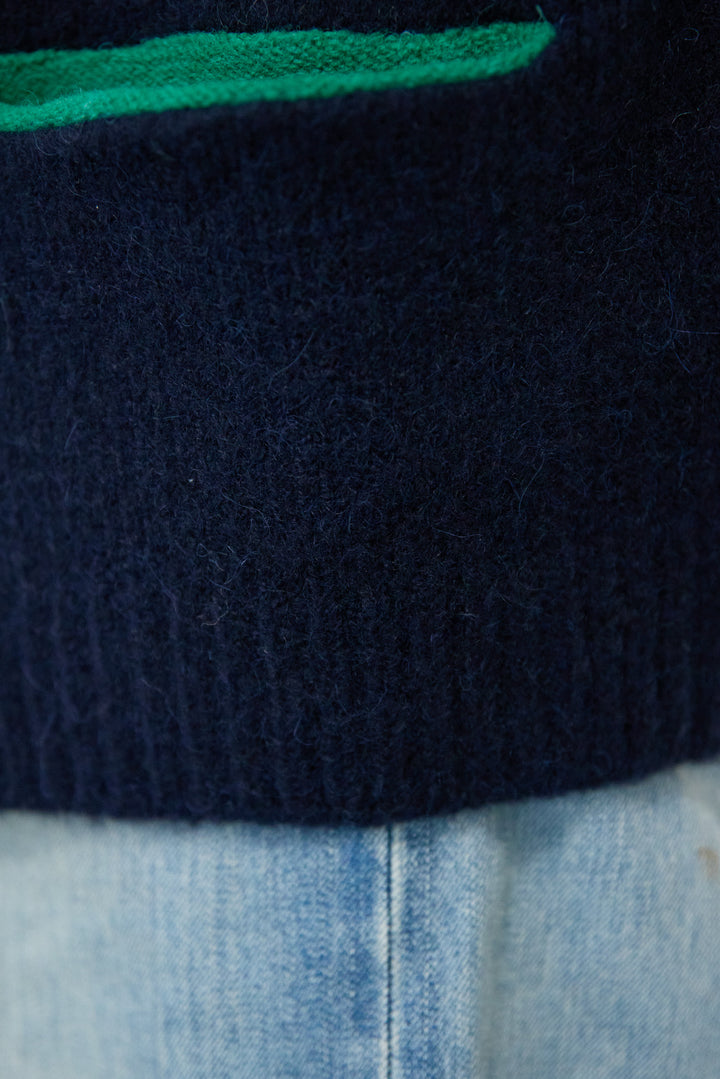 【アルパカ・ウール混】ハートデザインバイカラーカーディガン