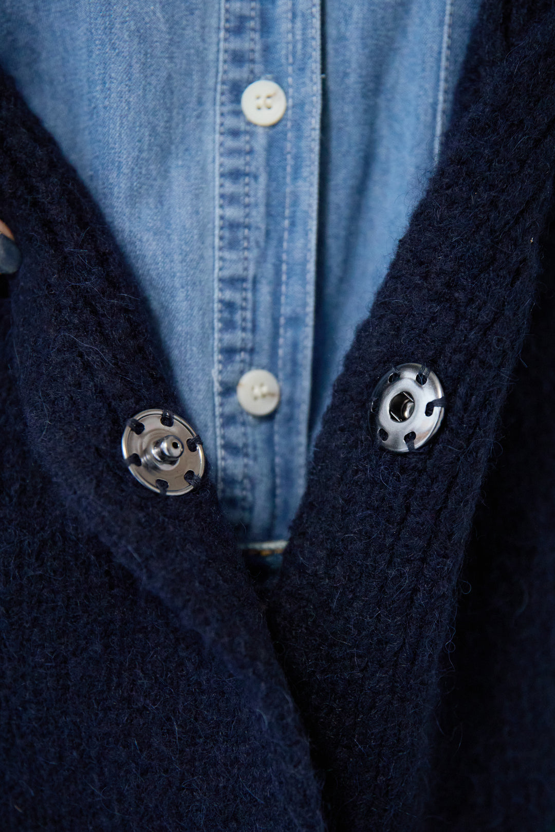 【アルパカ・ウール混】ハートデザインバイカラーカーディガン