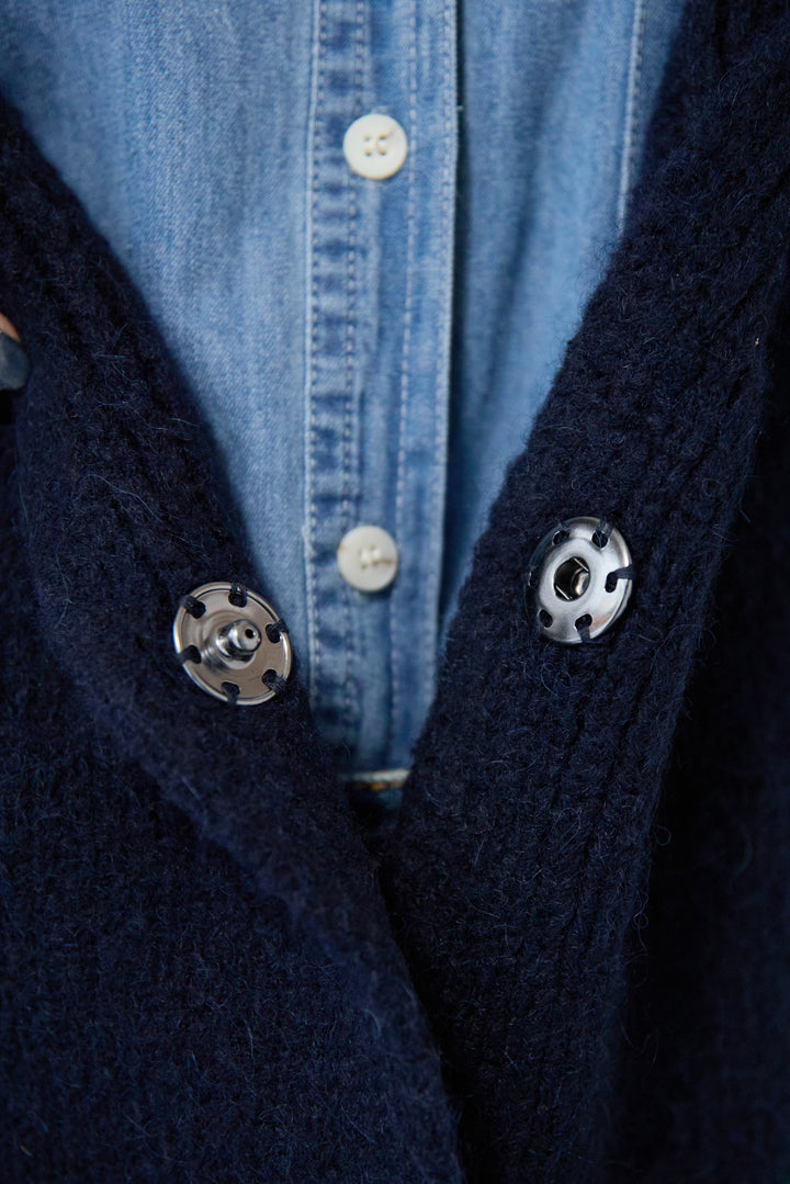 【アルパカ・ウール混】ハートデザインバイカラーカーディガン