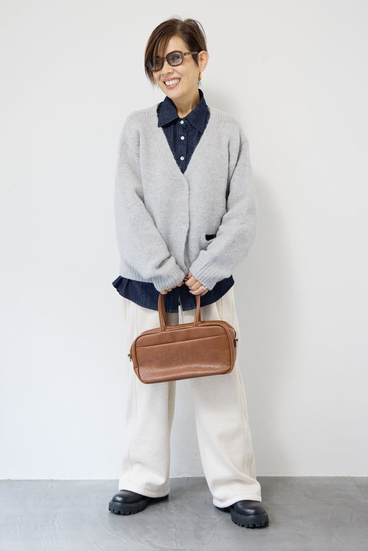 【アルパカ・ウール混】ハートデザインバイカラーカーディガン