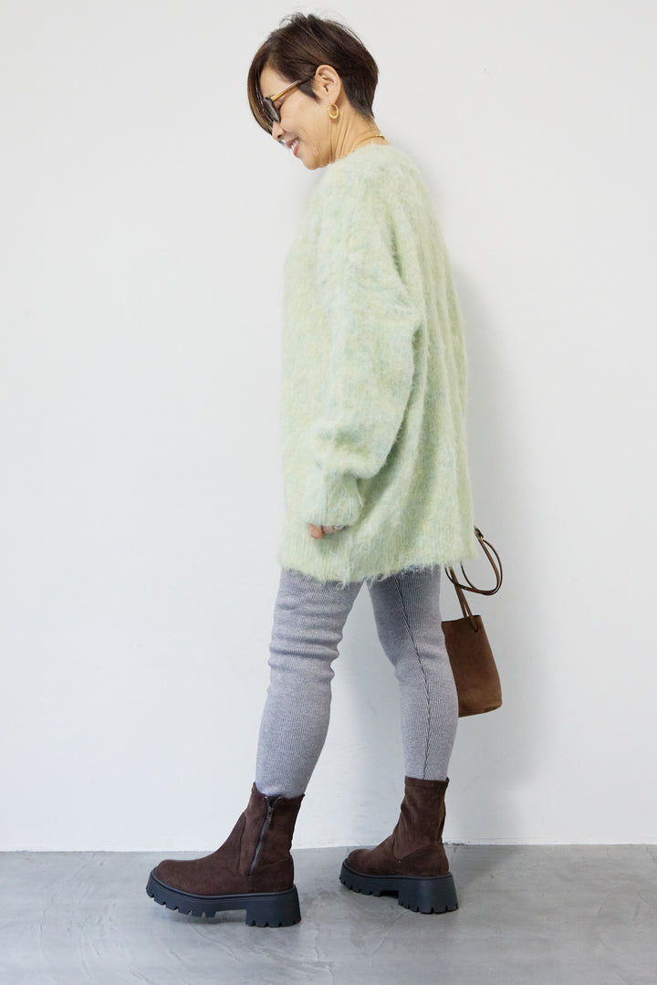 起毛シャギーVネックニット