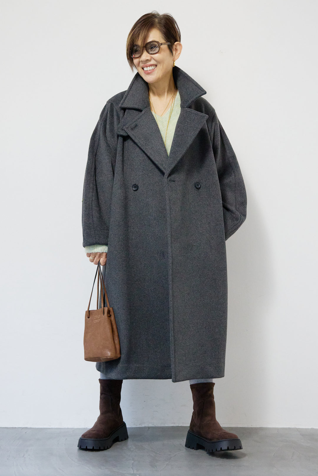 3WAYカラー ニットビーバーロングコート