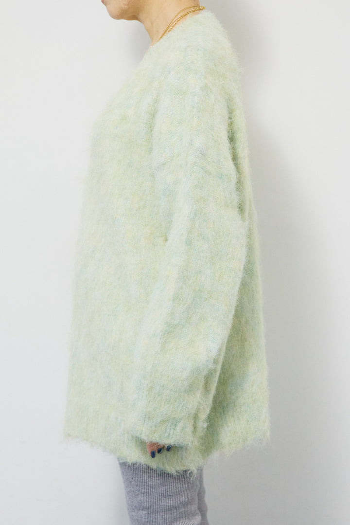 起毛シャギーVネックニット