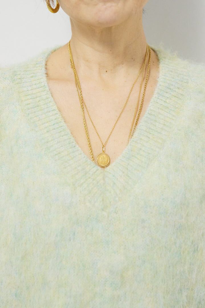 起毛シャギーVネックニット