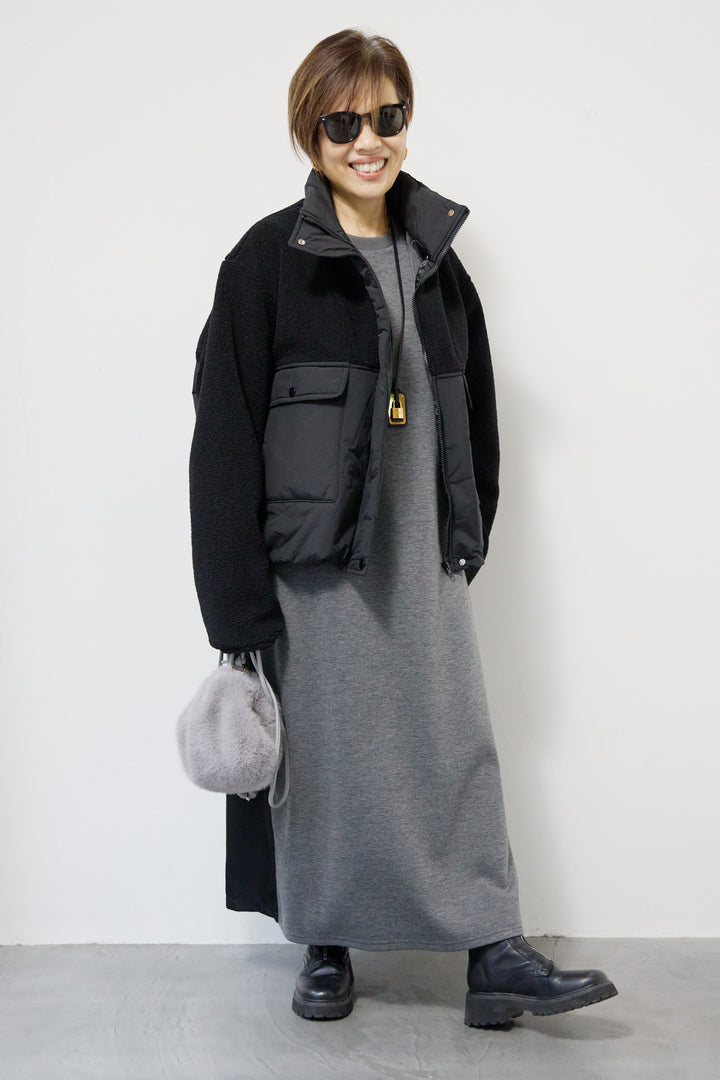 ボア×中綿スタンドカラーブルゾン