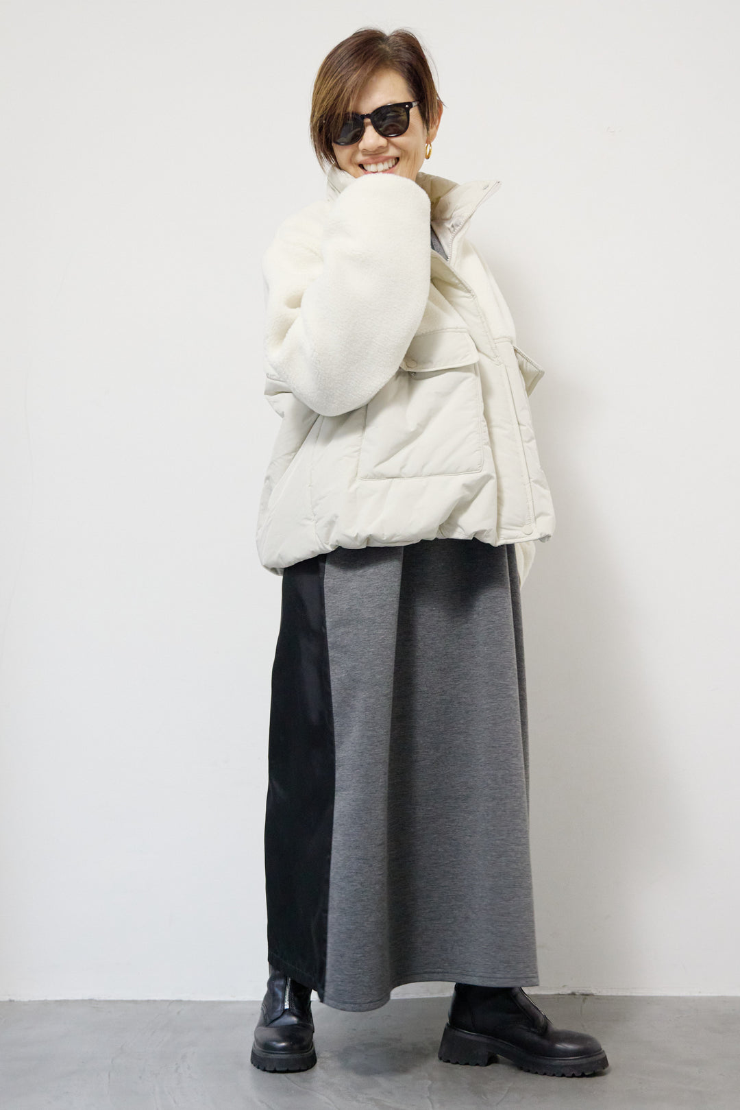 ボア×中綿スタンドカラーブルゾン